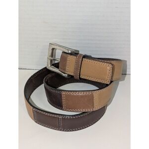 Vintage‎ Y2K FOSSIL Brown Leather Patchwork Belt Large